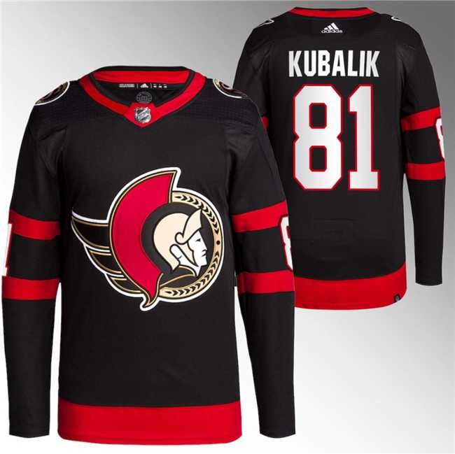 Mens Ottawa Senators #81 Dominik Kubalik Black Premier Breakaway Stitched Jersey->ottawa senators->NHL Jersey